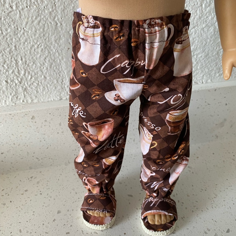Coffee Print Doll Pants